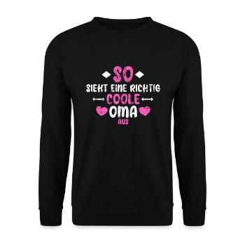 Coole Oma - Unisex Pullover - Schwarz - Vorne - Alina (178cm) & Michal (187cm)