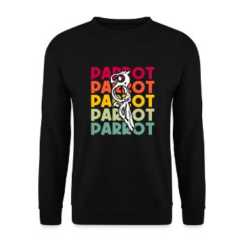 Papagei Retro - Unisex Pullover - Schwarz - Vorne - Alina (178cm) & Michal (187cm)