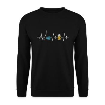 Fishing and beer heartbeat - Unisex Sweatshirt - black - Front - Alina (178cm) & Michal (187cm)