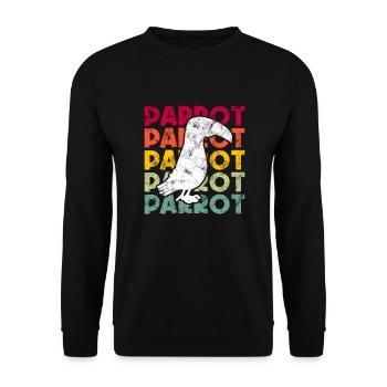 Papagei Retro - Unisex Pullover - Schwarz - Vorne - Alina (178cm) & Michal (187cm)