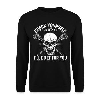 Vérifiez vous-même ou je le ferai pour vous drôle Lacross - Sweat-shirt Unisexe - noir - Devant - Alina (178cm) & Michal (187cm)