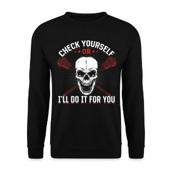 Vérifiez vous-même ou je le ferai pour vous - Funny Lacro - Sweat-shirt Unisexe - noir - Devant - Alina (178cm) & Michal (187cm)