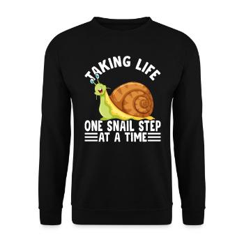 Snail lovers A snail's step - Unisex Sweatshirt - black - Front - Alina (178cm) & Michal (187cm)