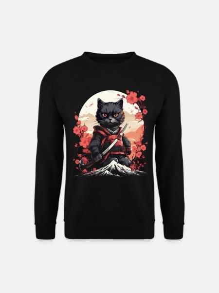 Ancien Guerrier du Japon Chat Ninja | Minou samouraï - Sweat-shirt Unisexe - noir