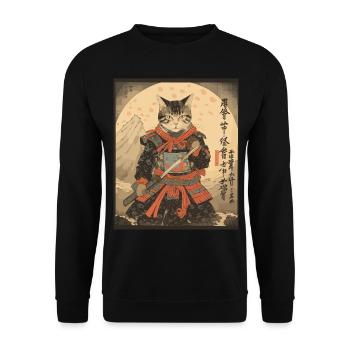 Épée de samouraï Ninja Cat | Meow Warrior - Sweat-shirt Unisexe - noir - Devant - Alina (178cm) & Michal (187cm)