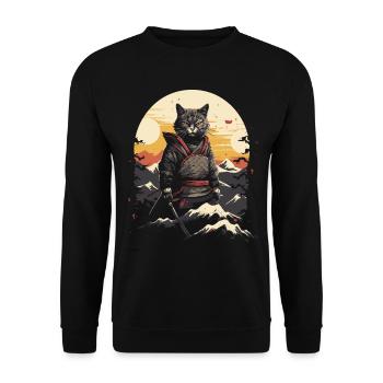 Jeu d’épée japonais Samurai Kitty - Sweat-shirt Unisexe - noir - Devant - Alina (178cm) & Michal (187cm)
