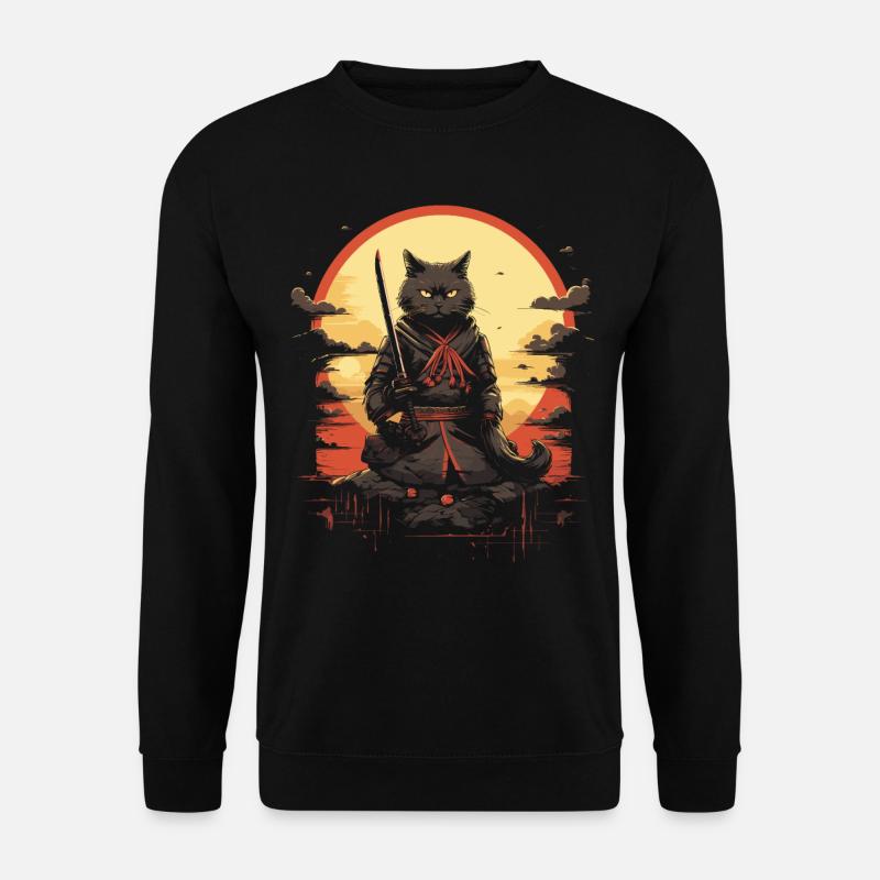 Japanese Cat Warrior - Unisex Sweatshirt - black