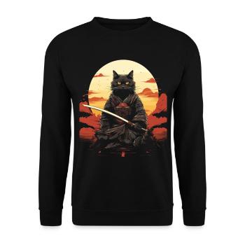 Épée de samouraï Ninja Cat | Meow Warrior - Sweat-shirt Unisexe - noir - Devant - Alina (178cm) & Michal (187cm)