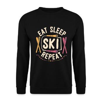 Eat Sleep Ski Repeat - Unisex Sweatshirt - black - Front - Alina (178cm) & Michal (187cm)