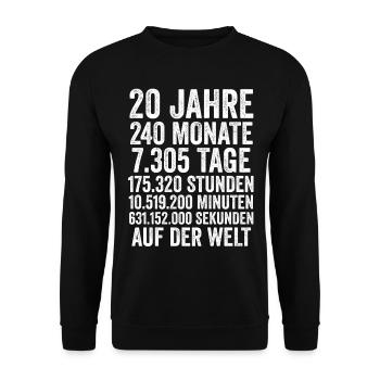 20 Jahre Zwanzigster Geburtstag - Unisex Pullover - Schwarz - Vorne - Alina (178cm) & Michal (187cm)