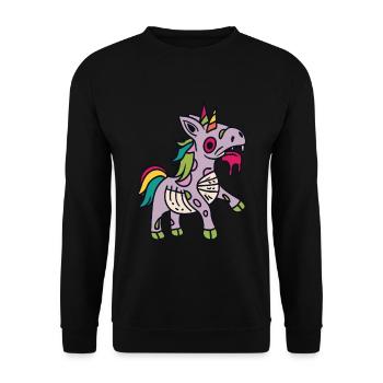 Zombiecorn Zombie Unicorn Unicorn Halloween - Unisex Sweatshirt - black - Front - Alina (178cm) & Michal (187cm)
