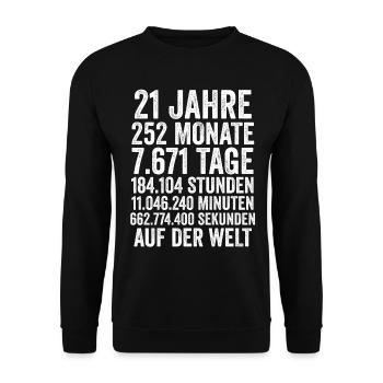 21 Jahre Einundzwanzigster Geburtstag - Unisex Pullover - Schwarz - Vorne - Alina (178cm) & Michal (187cm)