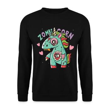 Zombiecorn Zombie Unicorn Unicorn Halloween - Unisex Sweatshirt - black - Front - Alina (178cm) & Michal (187cm)