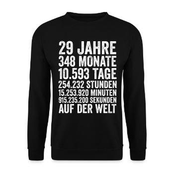 29 Jahre Neunundzwanzigster Geburtstag - Unisex Pullover - Schwarz - Vorne - Alina (178cm) & Michal (187cm)