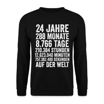 24 Jahre Vierundzwanzigster Geburtstag - Unisex Pullover - Schwarz - Vorne - Alina (178cm) & Michal (187cm)