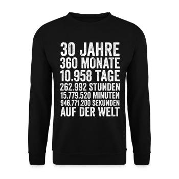 30 Jahre Dreißigster Geburtstag - Unisex Pullover - Schwarz - Vorne - Alina (178cm) & Michal (187cm)