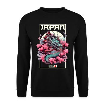 Tokyo Asie 80s Dragon Dragon Rétro Japonais - Sweat-shirt Unisexe - noir - Devant - Alina (178cm) & Michal (187cm)