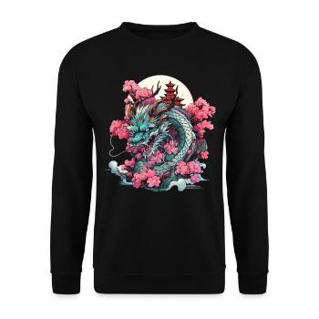Tokyo Asie 80s Dragon Dragon Rétro Japonais - Sweat-shirt Unisexe - noir - Devant - Alina (178cm) & Michal (187cm)
