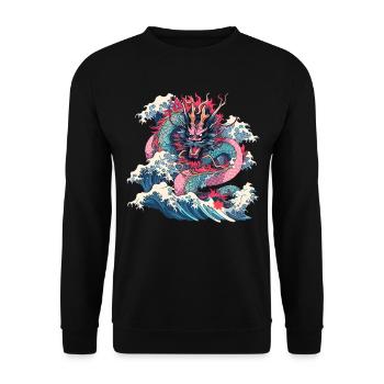 Tokyo Asie 80s Dragon Dragon Rétro Japonais - Sweat-shirt Unisexe - noir - Devant - Alina (178cm) & Michal (187cm)