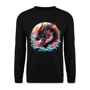 Tokyo Asie 80s Dragon Dragon Rétro Japonais - Sweat-shirt Unisexe - noir - Devant - Alina (178cm) & Michal (187cm)