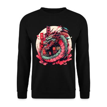 Tokyo Asie 80s Dragon Dragon Rétro Japonais - Sweat-shirt Unisexe - noir - Devant - Alina (178cm) & Michal (187cm)