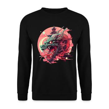 Tokyo Asie 80s Dragon Dragon Rétro Japonais - Sweat-shirt Unisexe - noir - Devant - Alina (178cm) & Michal (187cm)