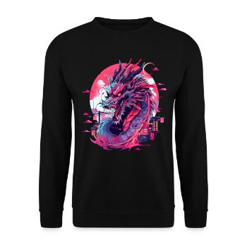 Tokyo Asie 80s Dragon Dragon Rétro Japonais - Sweat-shirt Unisexe - noir - Devant - Alina (178cm) & Michal (187cm)