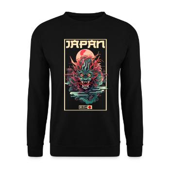 Tokyo Asie 80s Dragon Dragon Rétro Japonais - Sweat-shirt Unisexe - noir - Devant - Alina (178cm) & Michal (187cm)