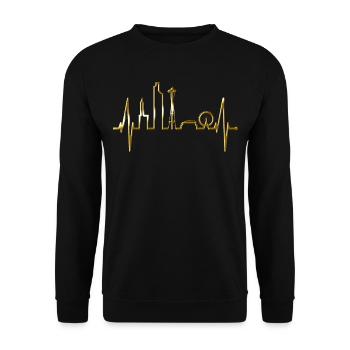 Seattle Skyline Heartbeat USA Fan Heart Pulse Love - Unisex Sweatshirt - black - Front - Alina (178cm) & Michal (187cm)