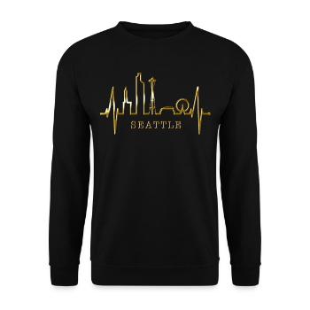 Seattle Skyline Heartbeat USA Fan Heart Pulse Love - Unisex Sweatshirt - black - Front - Alina (178cm) & Michal (187cm)