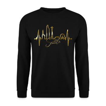 Seattle Skyline Heartbeat USA Fan Heart Pulse Love - Unisex Sweatshirt - black - Front - Alina (178cm) & Michal (187cm)