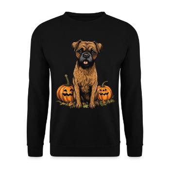 Border Terrier Chien Citrouille Paresseuse Halloween Party - Sweat-shirt Unisexe - noir - Devant - Alina (178cm) & Michal (187cm)