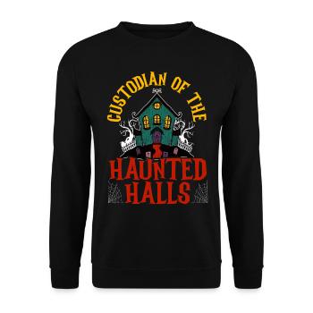 Guardians of the Haunted Halls Caretaker Halloween - Unisex Sweatshirt - black - Front - Alina (178cm) & Michal (187cm)