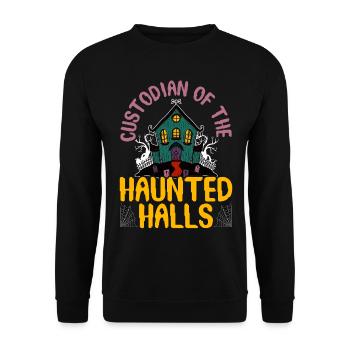 Caretaker of the Ghost Halls Caretaker Hallowee - Unisex Sweatshirt - black - Front - Alina (178cm) & Michal (187cm)