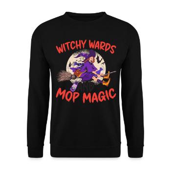 Witch Guardian and Mop Spell Caretaker Hall - Unisex Sweatshirt - black - Front - Alina (178cm) & Michal (187cm)