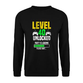 Level 40 unlocked – Party is loading - Unisex Sweatshirt - black - Front - Alina (178cm) & Michal (187cm)