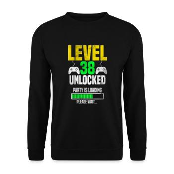 Level 38 unlocked – Party is loading - Unisex Pullover - Schwarz - Vorne - Alina (178cm) & Michal (187cm)