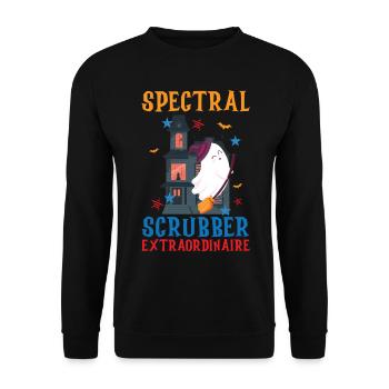 Spectral Scrubber Extraordinaire Caretaker Hello - Unisex Sweatshirt - black - Front - Alina (178cm) & Michal (187cm)