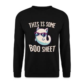 This Is Some Boo Sheet Cat Sunglasses Ghost - Unisex Sweatshirt - black - Front - Alina (178cm) & Michal (187cm)