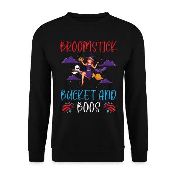 Broomstick Bucket and Boos Caretaker Halloween - Unisex Sweatshirt - black - Front - Alina (178cm) & Michal (187cm)
