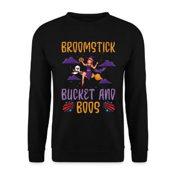 Broomstick Bucket and Boos Caretaker Halloween - Unisex Sweatshirt - black - Front - Alina (178cm) & Michal (187cm)