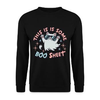 This Is Some Boo Sheet Cat Sunglasses Ghost - Unisex Sweatshirt - black - Front - Alina (178cm) & Michal (187cm)