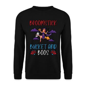 Broomstick and bucket caretaker Halloween - Unisex Sweatshirt - black - Front - Alina (178cm) & Michal (187cm)