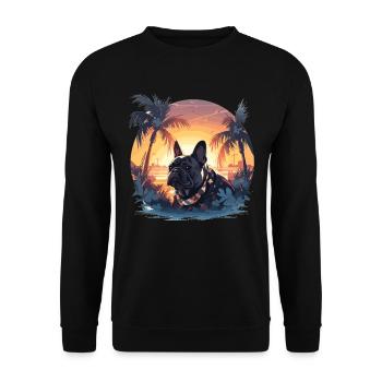 French bulldog - Unisex Sweatshirt - black - Front - Alina (178cm) & Michal (187cm)