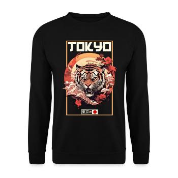 Tokyo Asie 80s Rétro Tiger Japonais - Sweat-shirt Unisexe - noir - Devant - Alina (178cm) & Michal (187cm)