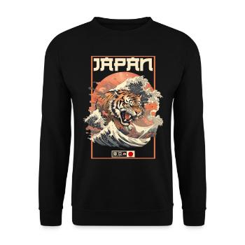 Tokyo Asie 80s Rétro Tiger Japonais - Sweat-shirt Unisexe - noir - Devant - Alina (178cm) & Michal (187cm)