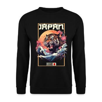 Tokyo Asie 80s Rétro Tiger Japonais - Sweat-shirt Unisexe - noir - Devant - Alina (178cm) & Michal (187cm)