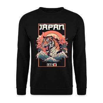 Tokyo Asie 80s Rétro Tiger Japonais - Sweat-shirt Unisexe - noir - Devant - Alina (178cm) & Michal (187cm)