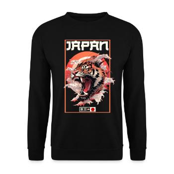 Tokyo Asie 80s Rétro Tiger Japonais - Sweat-shirt Unisexe - noir - Devant - Alina (178cm) & Michal (187cm)