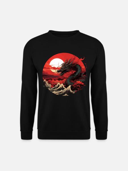 Japanese Dragon Print - Unisex Sweatshirt - black